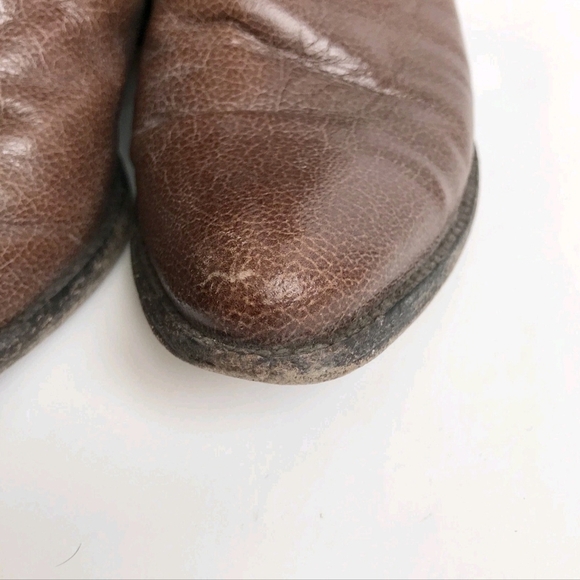 REBECCA MINKOFF BOOTS - Ankle Womens Tan/Brown Leather/Suede Mix Boots 8M - Picture 5 of 9